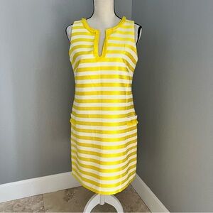Badgley Mischka Yellow and White Striped Mini Dress